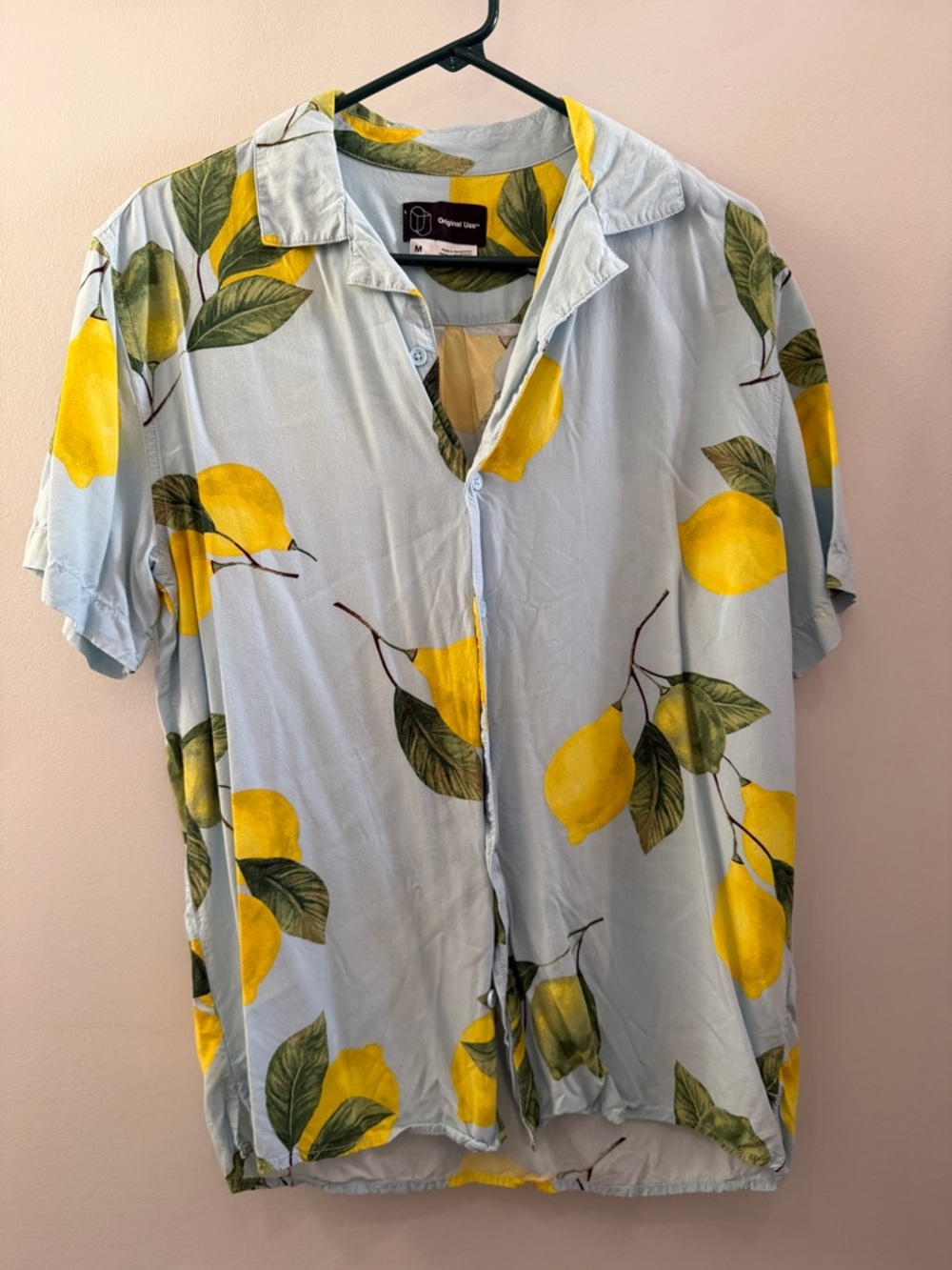 Original Use/Target Light Blue Lemon Print Short Sleeve Button Down